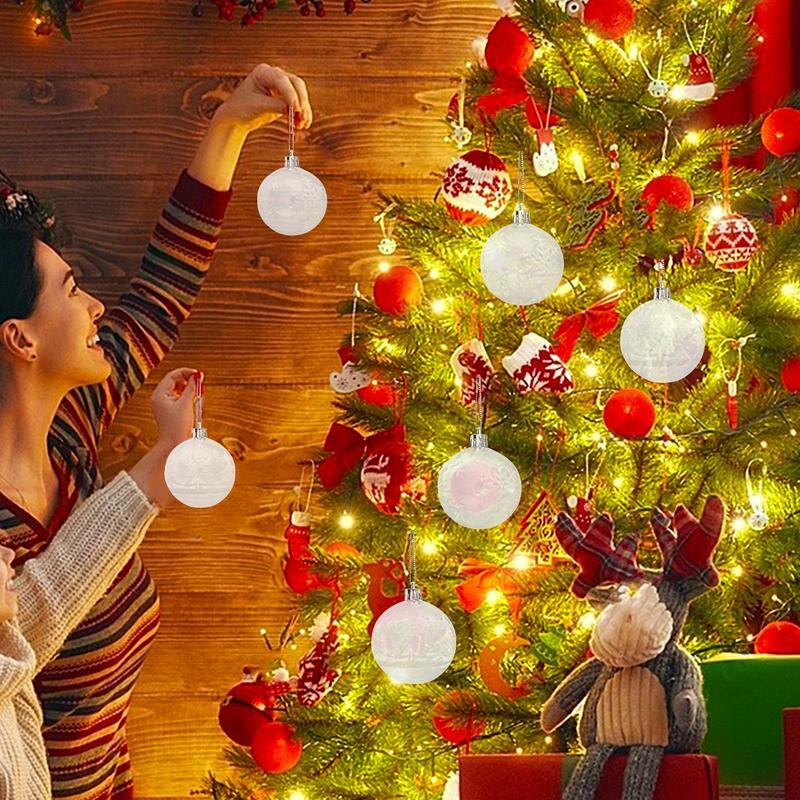Bauble Fillable Transparente para Decorações de Natal, Bola Clara, Xmas Tree Hanging Ornamento, Pingente para Casa, 6PCs, 6cm