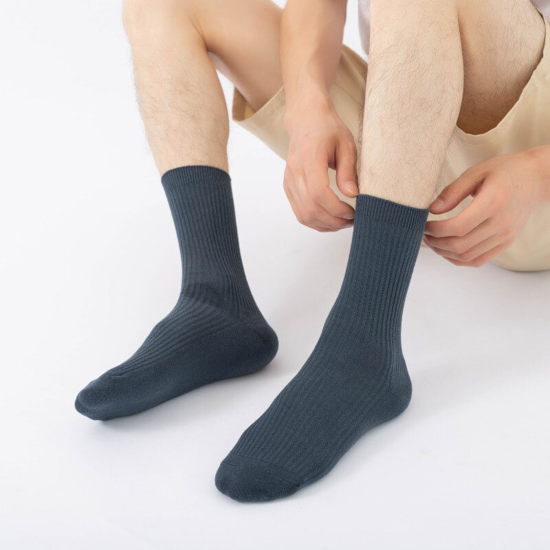5Pairs High-quality Pure Cotton Men Socks Business Leisure Deodorization Sweat Absorption Breathable Black White Meias Wholesale