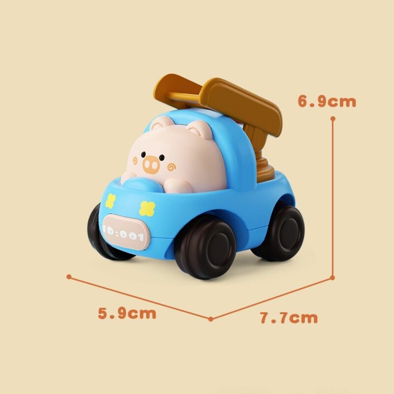 2 szt. Zabawka dla dzieci Cartoon Engineering Car uroczy zwierzątko bezwładność Push and Go koparka wóz strażacki zabawki edukacyjne samochodzik dziecięcy