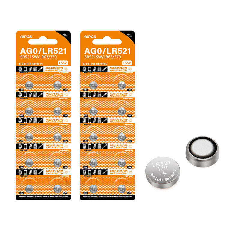 Pilas alcalinas de botón LR521 AG0, piezas-50 piezas, SR521SW, 379A, 379, 179, D379, SR63, 1,5 V, OxideWatch plateado