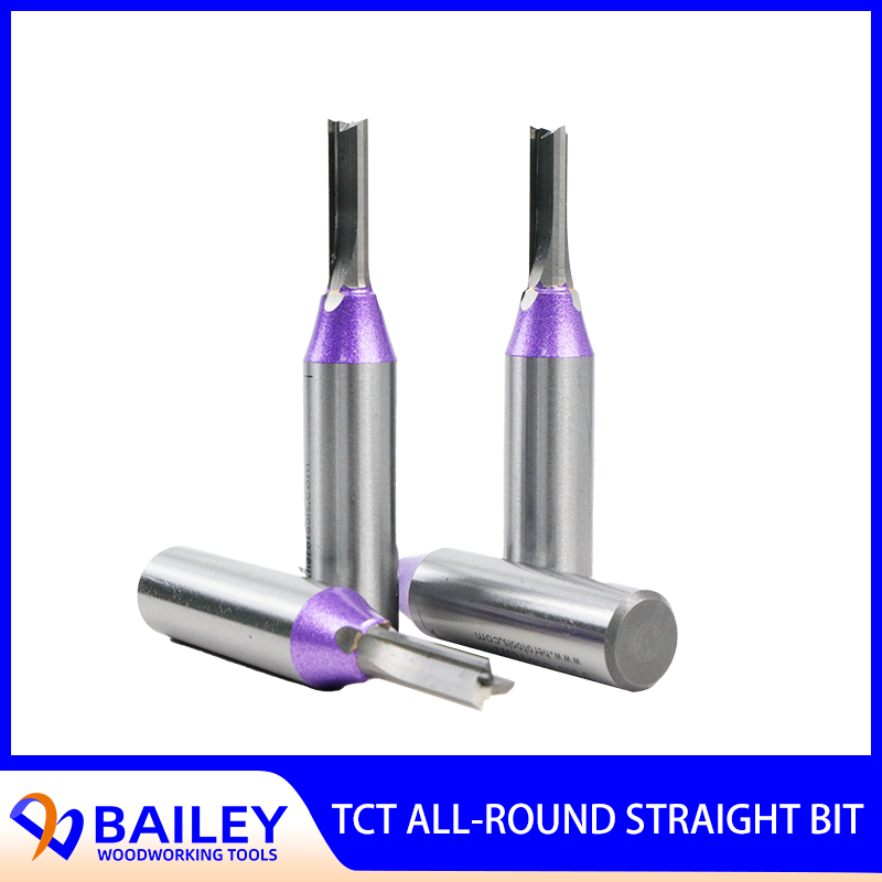 BAILEY 6-8mm 3 seruling TCT lurus, alat pertukangan pemotong Router Bit untuk kayu Tungsten karbida Router Bit 1/2 batang