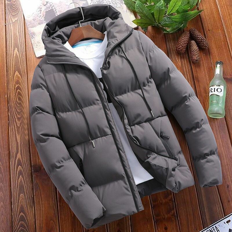 2023 Winter Warm Thick Men Jacket Casual Parkas Hoodie Cotton Solid Color Zipper Warm Korean Style Fitness Fashion Men's Coat