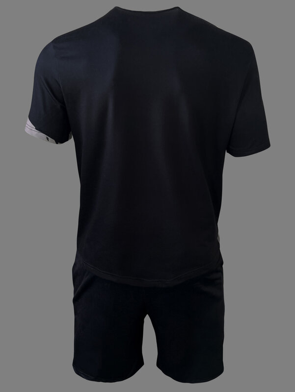 เสื้อยืดแฟชั่นสำหรับผู้ชายเซตพิมพ์ลาย3D สีอินเทรนด์เสื้อยืดสไตล์เรียบง่ายลำลอง2024