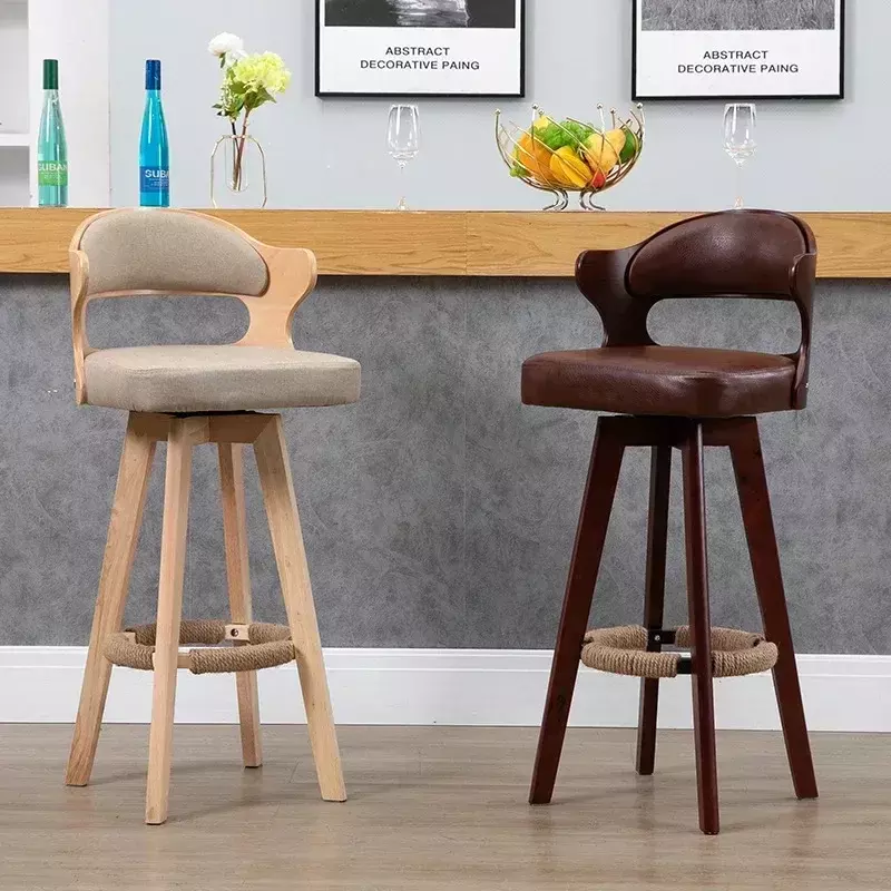 Silla de Bar de madera maciza con respaldo giratorio minimalista, silla de Bar de lujo ligera y CC1019-950, barra alta, moderna, mesa y silla