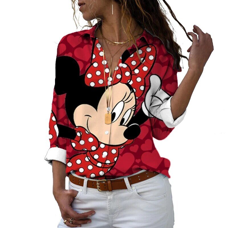 Disney-camisetas con estampado 3D de Mickey y Minnie, Tops informales de dibujos animados para la playa, estilo Harajuku, primavera y otoño, novedad de 2022