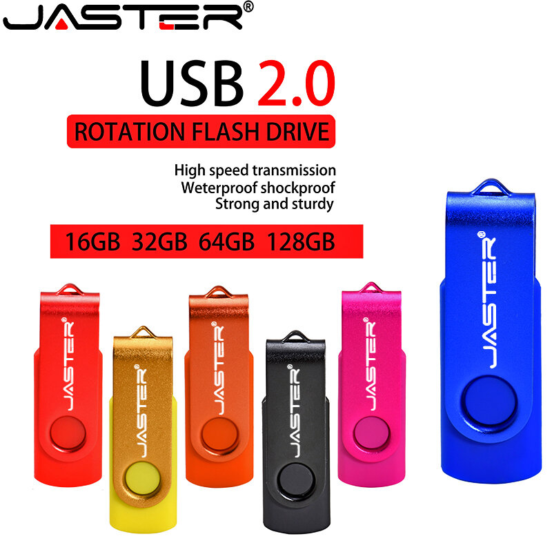 JASTER Mental USB แฟลชไดร์ฟ16GB 32GB 64GB Usb ไดรฟ์ปากกาไดรฟ์ Pendrive USB 2.0หน่วยความจำ usb Key สีดำ