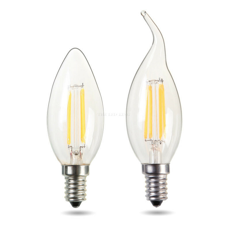Lâmpada de filamento led e27, e14, c35, g95 para decoração de casa, lâmpada cob 220v de globo e ampola dimerizável tipo vela edição retrô