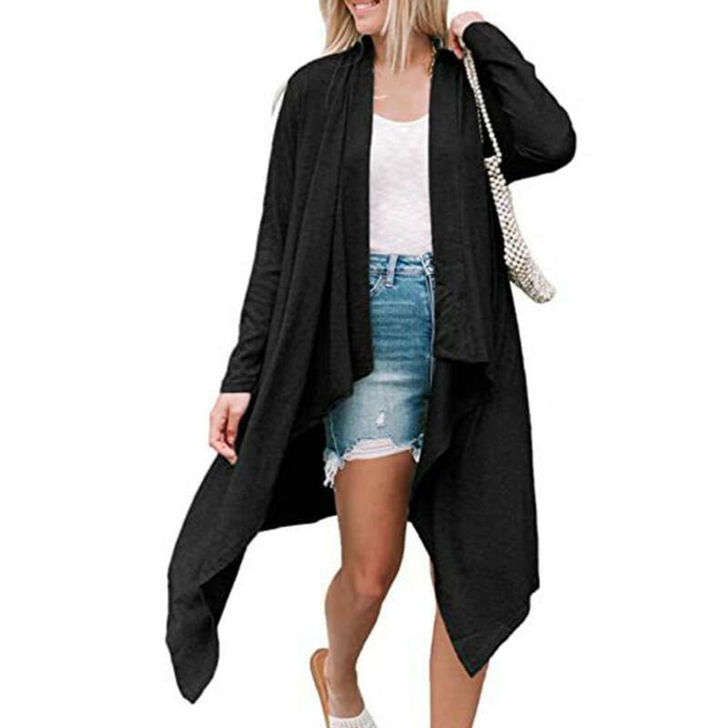 Eleganckie damskie nieregularne brzegi casualowa kurtka jesienny sweter z długimi rękawami
