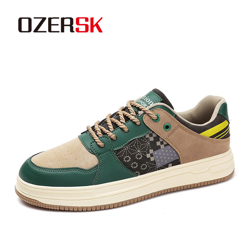 OZERSK-أحذية مسطحة كاجوال برباط للرجال ، جلد صناعي ، تنفس ، مانع للإنزلاق ، المشي ، جودة عالية ، الموضة ، الربيع ، الحجم 47