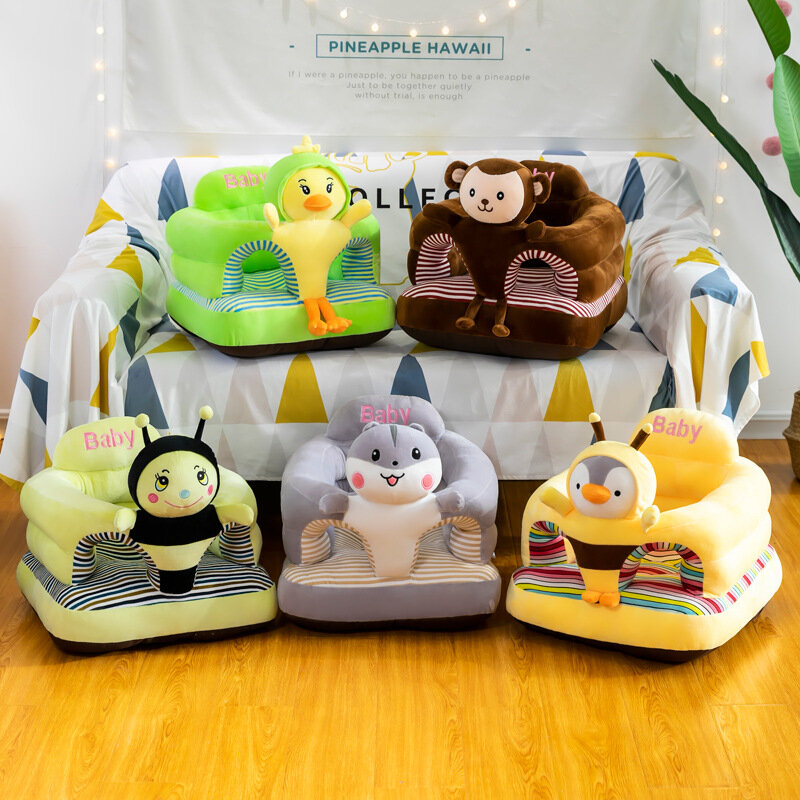 Nieuwe Schattige Cartoon Sofa Lederen Baby Seat Sofa Cover Zittende Studiestoel Wasbare Hoes Met Rits Zonder Pp Katoen Vulling