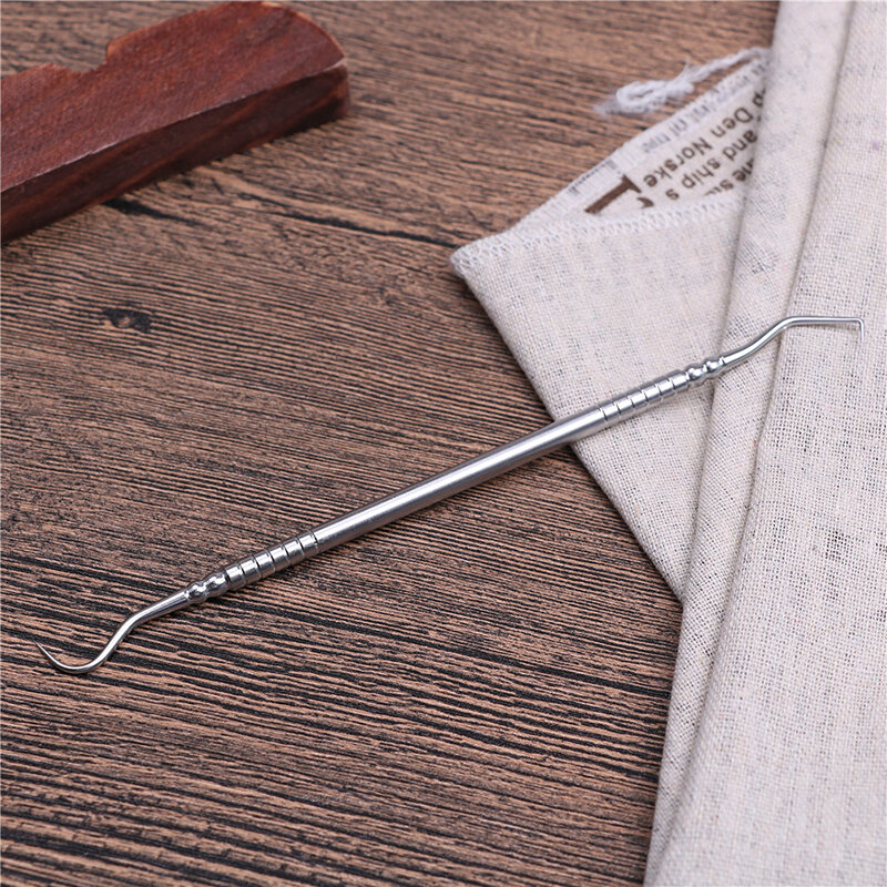 Gancho de sonda de acero inoxidable para Limpieza de dientes, herramienta Dental de doble punta de 17cm, 1 piezas