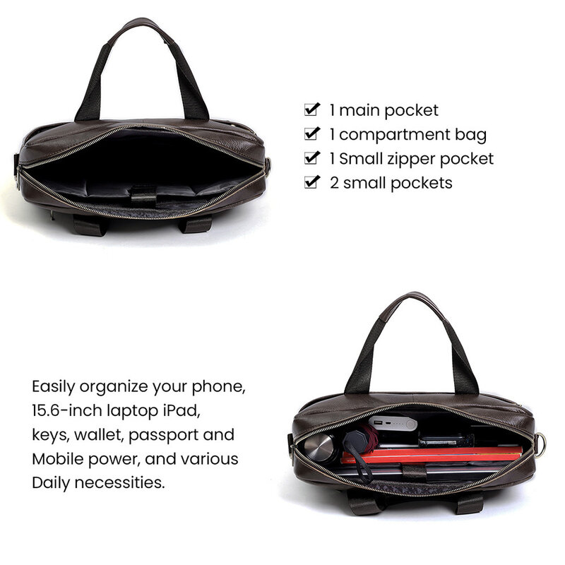 Портфель мужской из натуральной кожи, сумка-мессенджер для ноутбука 15,6 дюйма, большой винтажный чемоданчик на плечо для офиса и путешествий, в деловом стиле