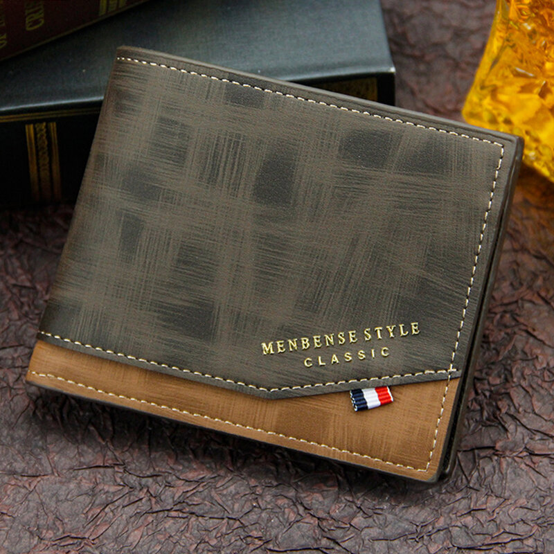 Short Men Wallets Slim Classic Coin Pocket Photo Holder Small Male Wallet Quality Card Holder Frosted Leather Men Purses