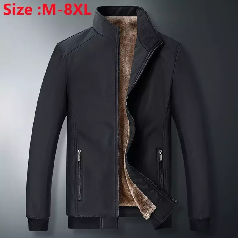 Мужская теплая куртка-ветровка на флисе, размеры до 8XL