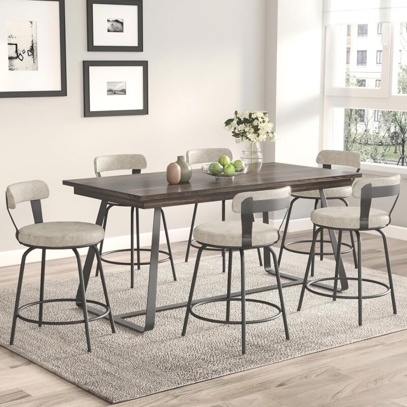 Stołki barowe zestaw 2-metalowych taboretów do blat kuchenny stołków barowych ze skóry PU krzesła barowe obrotowe do jadalni kawiarni, metalowy podnóżek, 24 ”B