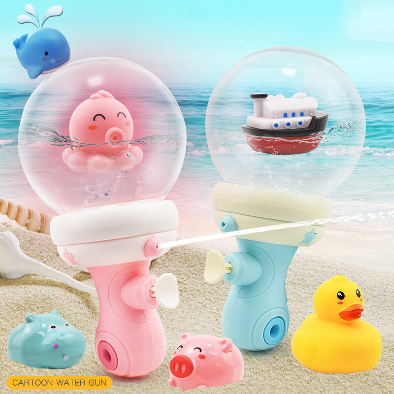 Mini Imprensa Emissora de Luz Brinquedos de Tiro de Água para Crianças, Animais Bonitos, Desenhos Animados, Jogo de Água, Novo, Verão