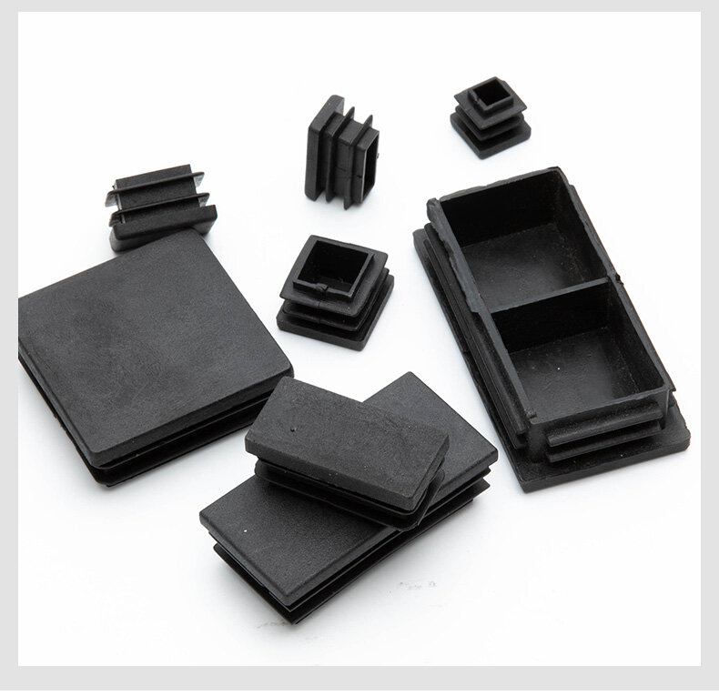 Tapón de tubo cuadrado de plástico negro, 2/4/10 piezas, Tapón de Inserción, 10x10 ~ 100x100mm, marco de cama para muebles de sala de estar