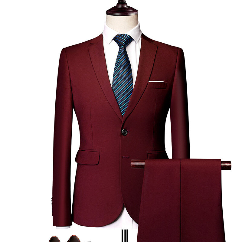 Мужской деловой повседневный костюм P-14, костюм из двух предметов, мужское Деловое платье на двух пуговицах разных цветов