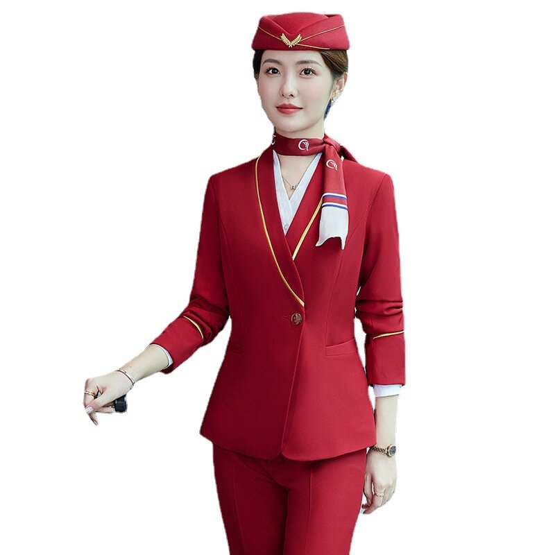 Personalizado feminino Airline aeromoça terno, uniforme piloto, novo
