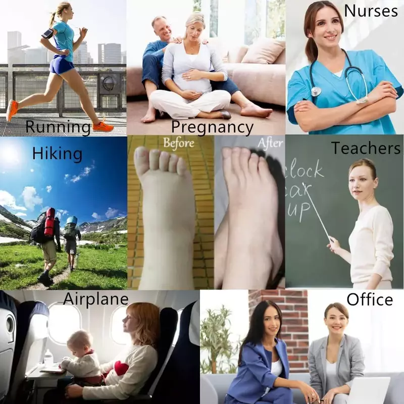 Compression Socks Women Sports Nursing Pregnancy Recovery Varicose Veins Running Knee-High Compression Stockings 20-30 MmHg