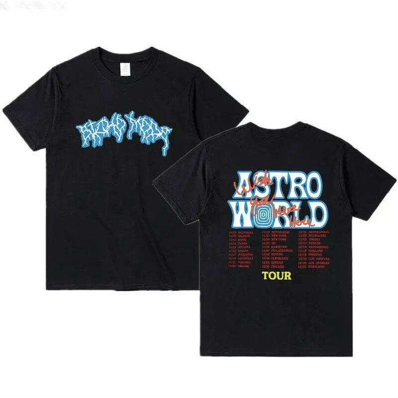 New Summer Hip Hop T Shirt Men Women Cactus Jack T-Shirts Wish You Were Here Tour Letter Print Tee Tops Brown