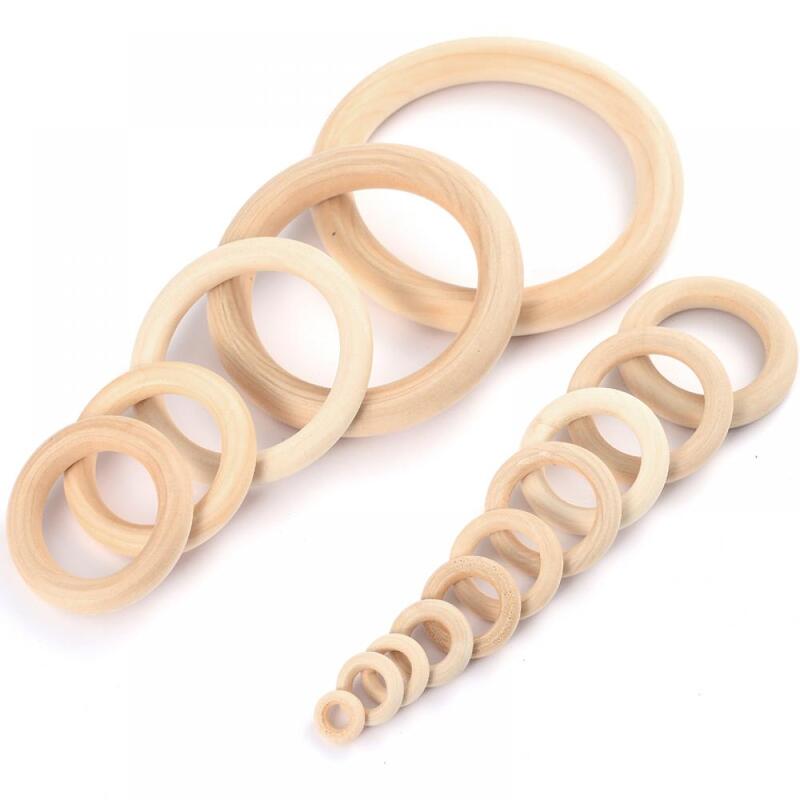 TeWindsor-Anneaux de dentition en bois d'érable naturel pour bébé, faits à la main, collier et bracelet bricolage, 12-125mm