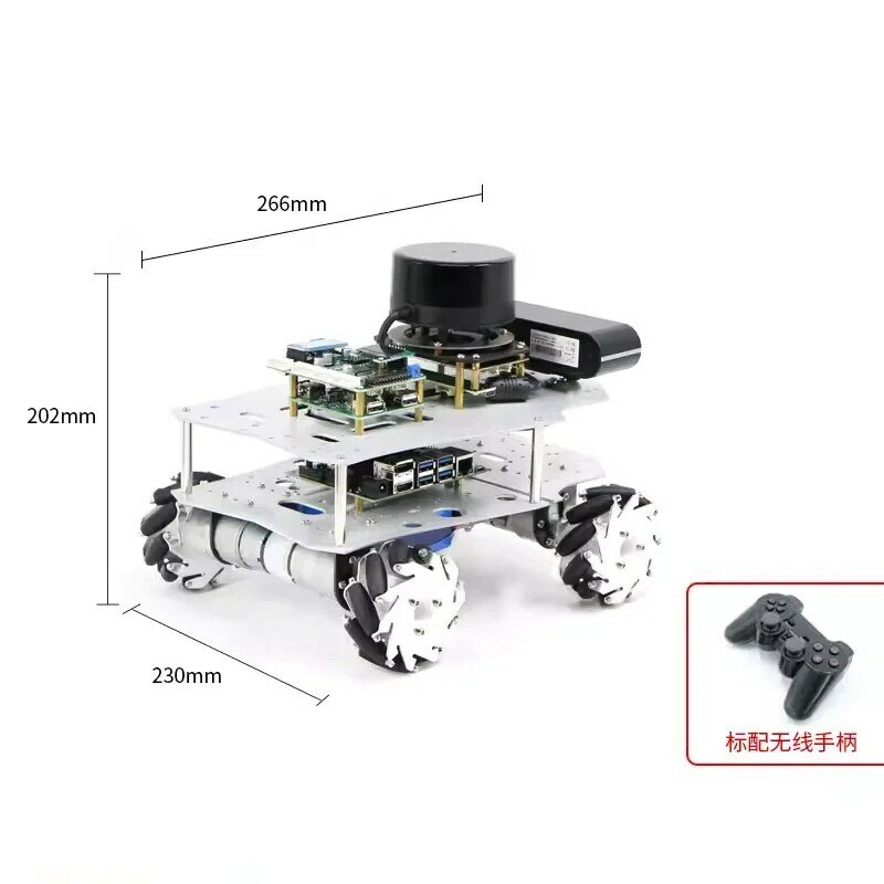 Raspberry Pi Ros Mecanum Wiel Robot Auto 6Kg Belasting Met STM32 Encoder Motor Radar Camera Autonome Navigatie Automatische Rijden