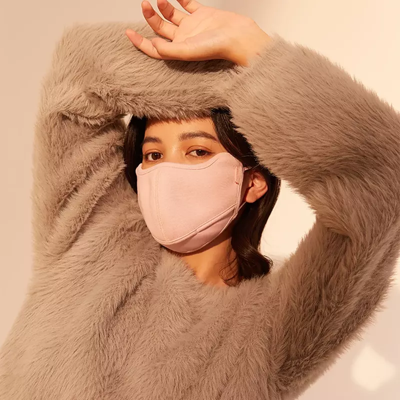 Masker hangat beludru musim dingin Ohsunny untuk wanita mode baru desain 3D tahan angin bulu domba membuka mulut bersirkulasi penutup lembut