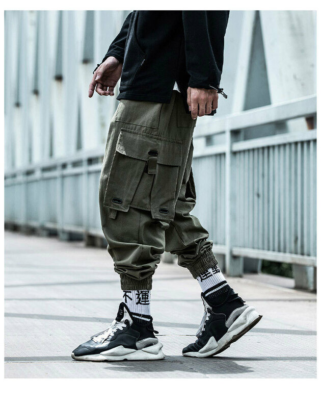 Pantaloni Cargo uomo Hip Hop Harem pantaloni Streetwear Harajuku Track Jogger pantaloni sportivi cotone Techwear pantaloni pantaloni maschili B36