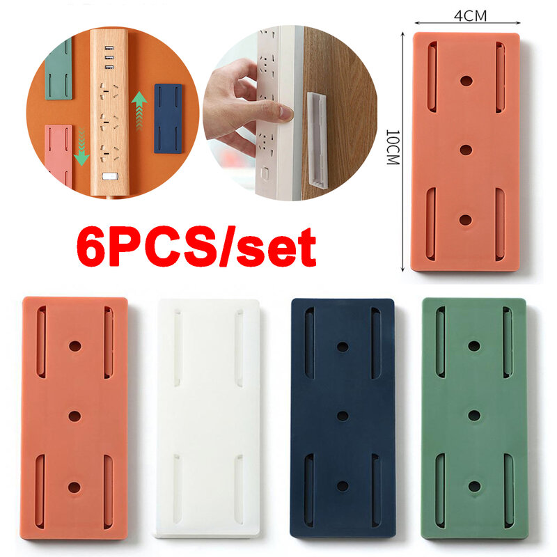 Self-Adhesive Power Socket  Strip Fixator Wall  Mounted Self Adhesive  Punch Free Row Plug Holder for Kitchen Home Office