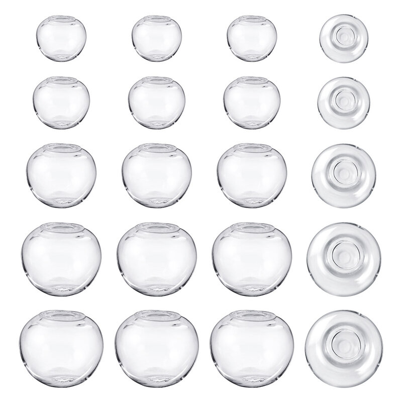 Grânulos de globo de vidro soprados, bola redonda oca, encantos para DIY, sinos de vento, brinco, fabricação de jóias, 10-18mm, 100pcs