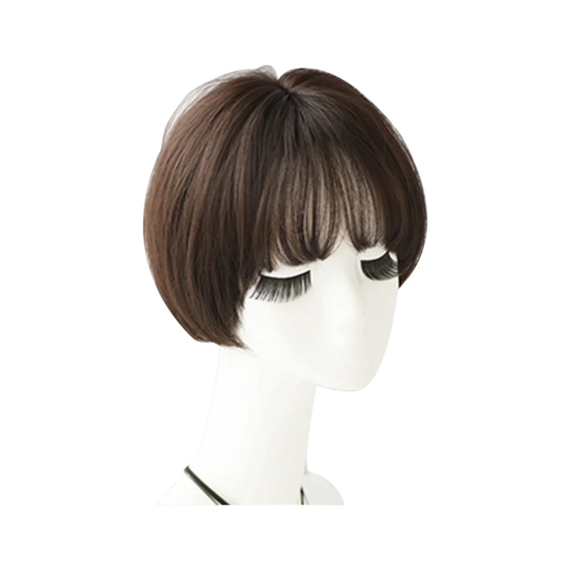 Peluca Bob Bobo con flequillo para mujer, peluca corta de aspecto Natural, versión coreana diaria, marrón y negro