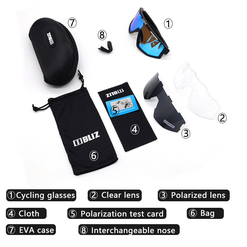B BLIZ-Óculos de ciclismo fotocromático para homens e mulheres, bicicleta Eyewear, óculos de bicicleta de montanha, óculos polarizados, Fusion