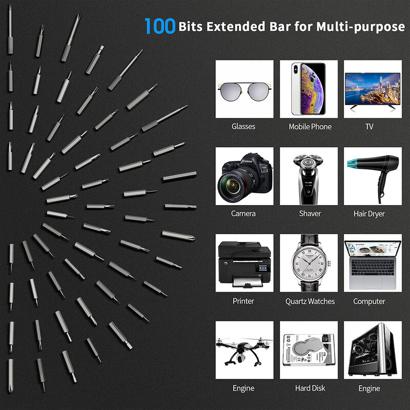 Präzisions-Elektroschraubendreher-Set 120 in 1 Elektrowerkzeug-Kits wiederauf ladbare kabellose Mini-Kleinserien für die mobile Reparatur von Xiaomi