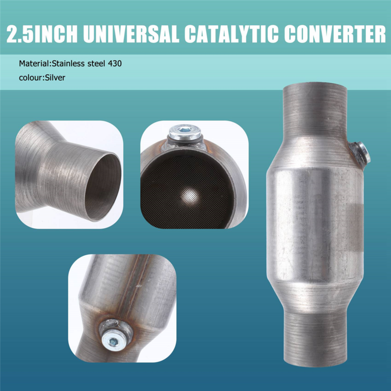 Conversor catalítico universal de alto fluxo, aço inoxidável, conversor catalítico de exaustão, 425250, 2.5 Polegada, 1Pc