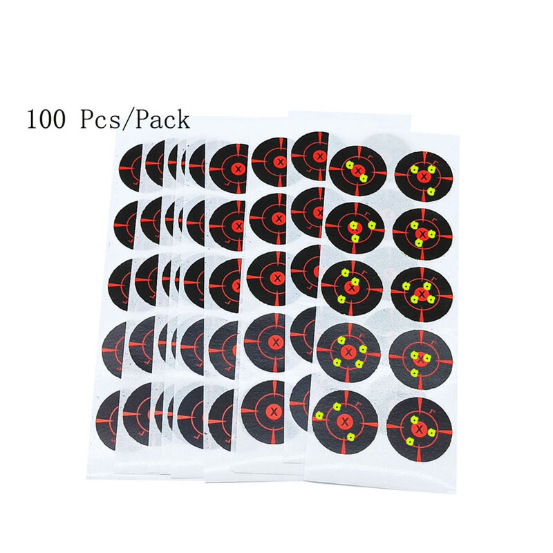 Autocollants de cible en papier durable pour le sport en plein air, patchs de couverture noirs et rouges, haute qualité, le plus récent, 100 pièces par paquet