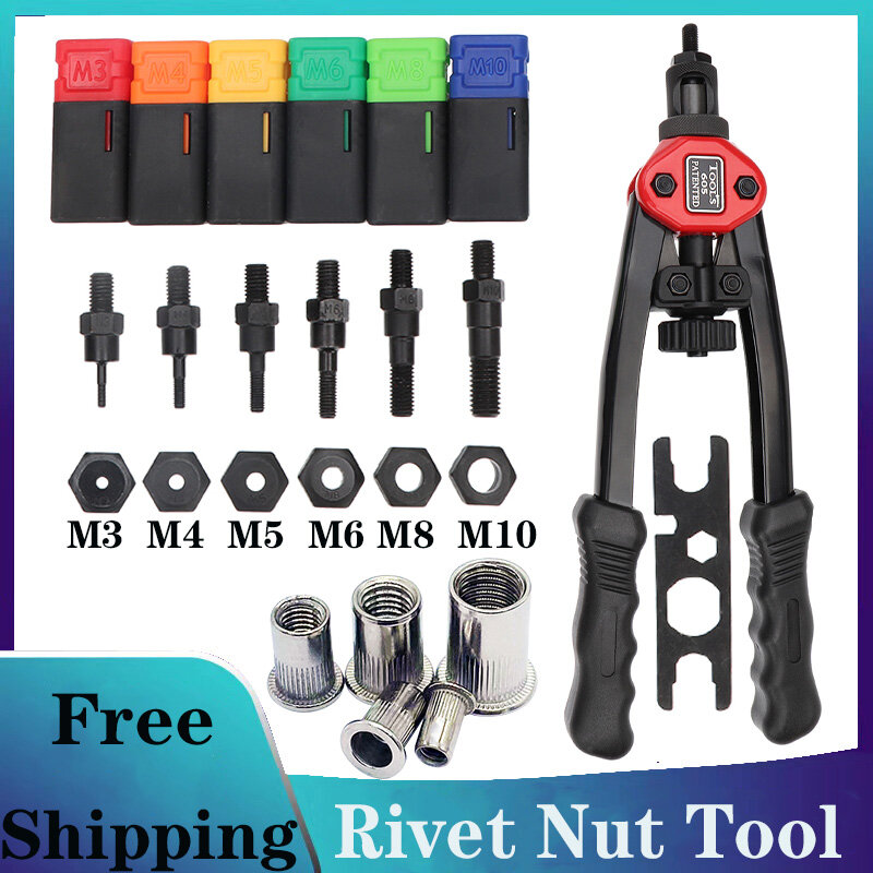 Mão de rosca Rivet Nuts Gun, Dupla inserção manual Riveter Gun, Rebitando Ferramenta, BT606, M3, M4, M5, M6, M8