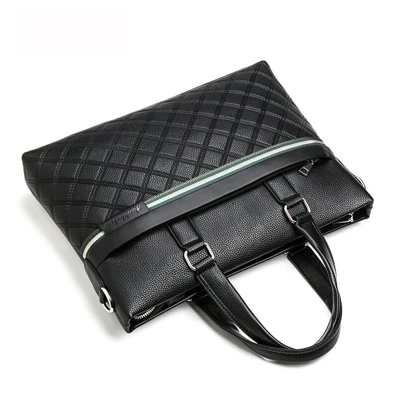 New Fashion 14 Inch Laptop Bag Men's Leather Business Briefcase Casual Man Shoulder Bag Male Handbag Travel Tote