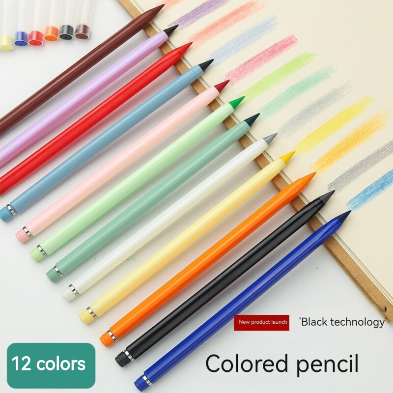 Crayons éternels d'écriture illimités avec ensemble de recharges, stylo sans encre, fournitures scolaires de peinture de documents d'art, nouveauté, 24 pièces, 13 pièces