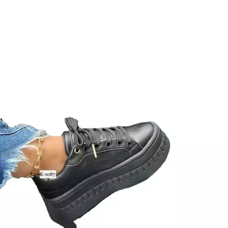 Женские универсальные туфли на плоской подошве, однотонные туфли на высоком каблуке со шнуровкой, осень 2024