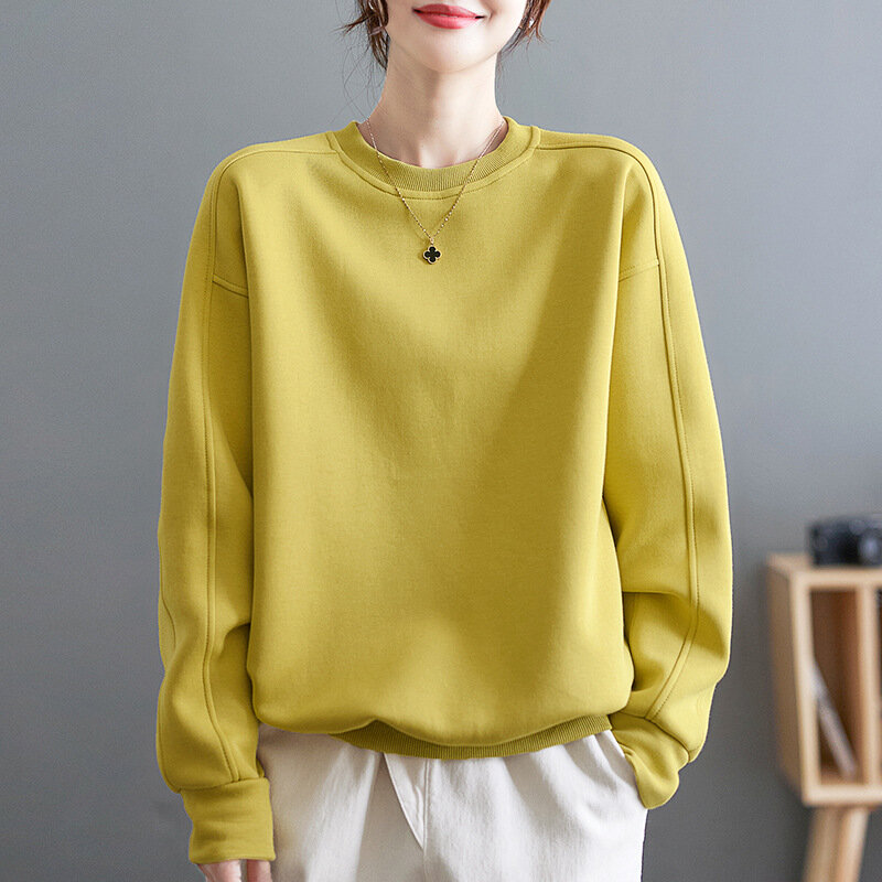 Kaus Pulover Bulu Lengan Panjang Wanita Musim Dingin dan Musim Gugur Baru 2022 Mantel Leher-o Wanita Mode