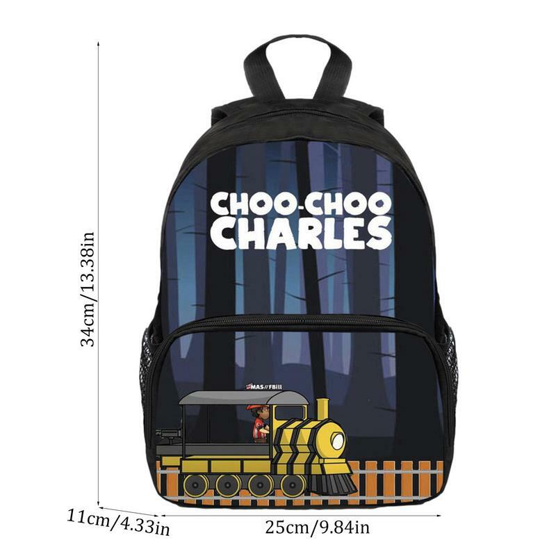 حقيبة كتب كلاسيكية للأطفال من رياض الأطفال حقيبة ظهر مطبوعة ثلاثية الأبعاد للرجال من Choo-Choo Charles حقيبة كتف عصرية للإناث للسفر للأطفال