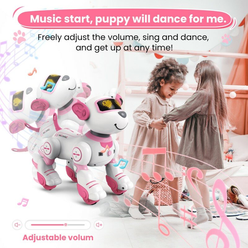 로봇 개 무선 리모컨 지능형 전자 애완견, 노래하는 춤추는 걷기 스턴트 터치 어린이 교육 완구