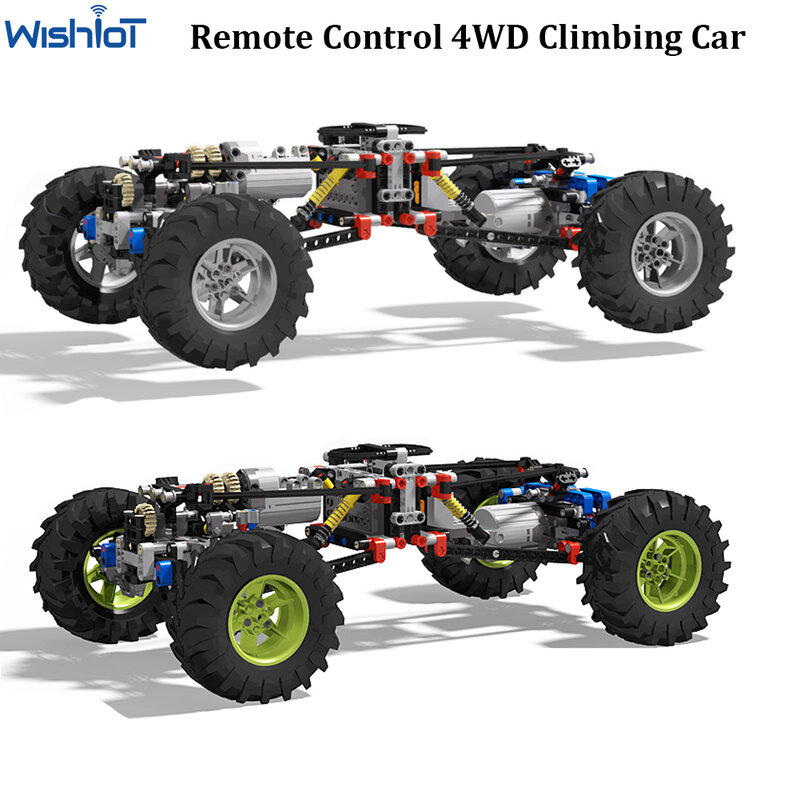 4WD Drive Climbing Car Off-Road Technical Car Set con ammortizzatori a sospensione XL servomotore 8CH APP telecomando MOC PF 8882 8878