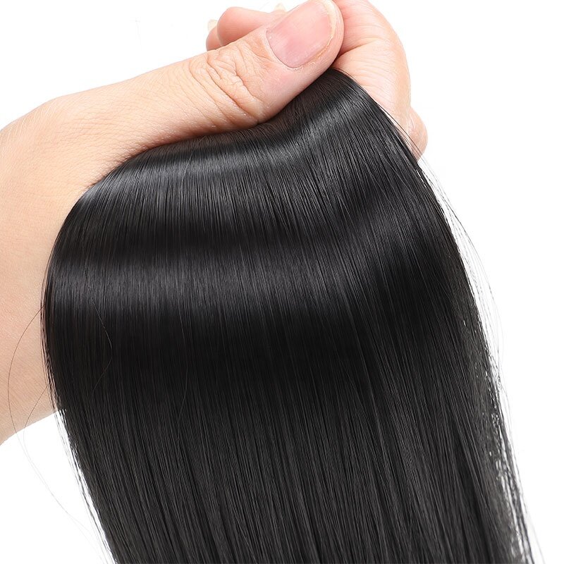 Kucyk, ludzkie długie proste przywieszka do włosów wokół doczepy z włosów typu Remy przedłużanie włosów brazylijskich klip w kolorze naturalnym