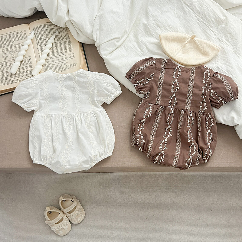 子供用半袖ジャンプスーツ,刺cotton,綿,ベビースーツ,幼児服,0〜24m,2024