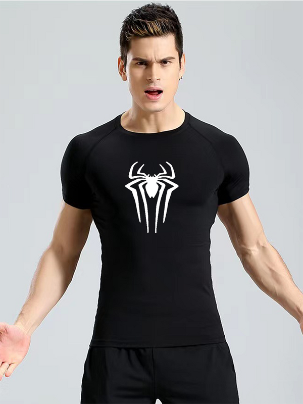 T-Shirt de compression à manches courtes pour homme, haut de fitness, de sport, de musculation, noir, respirant, à séchage rapide, été, 2099