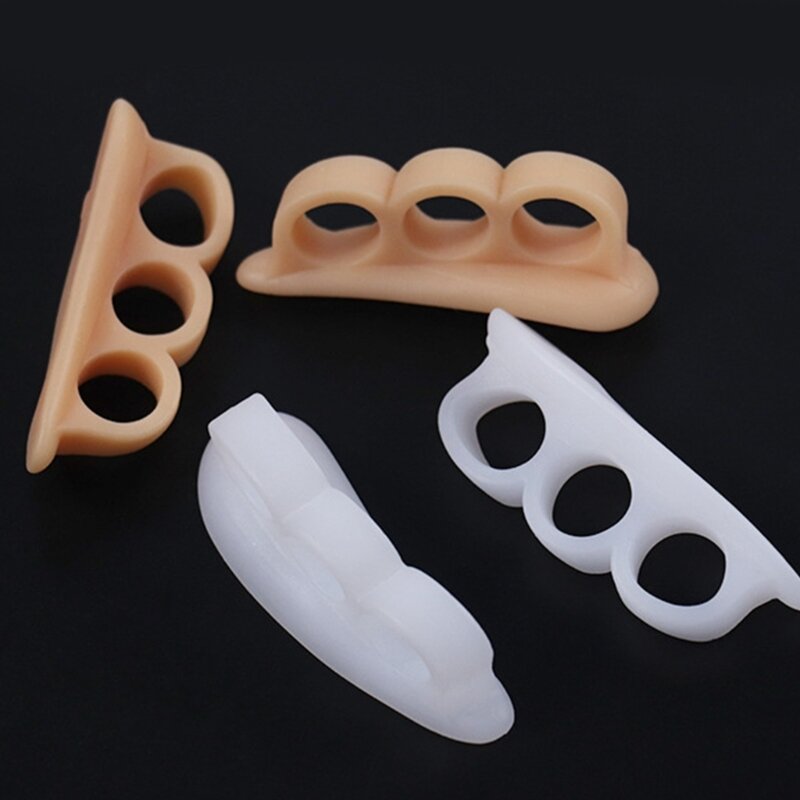 Toe Separator, Three Holes Toe Corrector Toe Straightener for Curled Pinky Toes, Overlapping Toe, Blisters, Relief