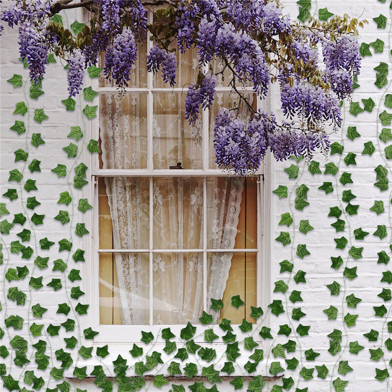 家の装飾のための偽の葉の花輪,プラスチックのつる植物,籐の壁の装飾,人工植物,2.2m