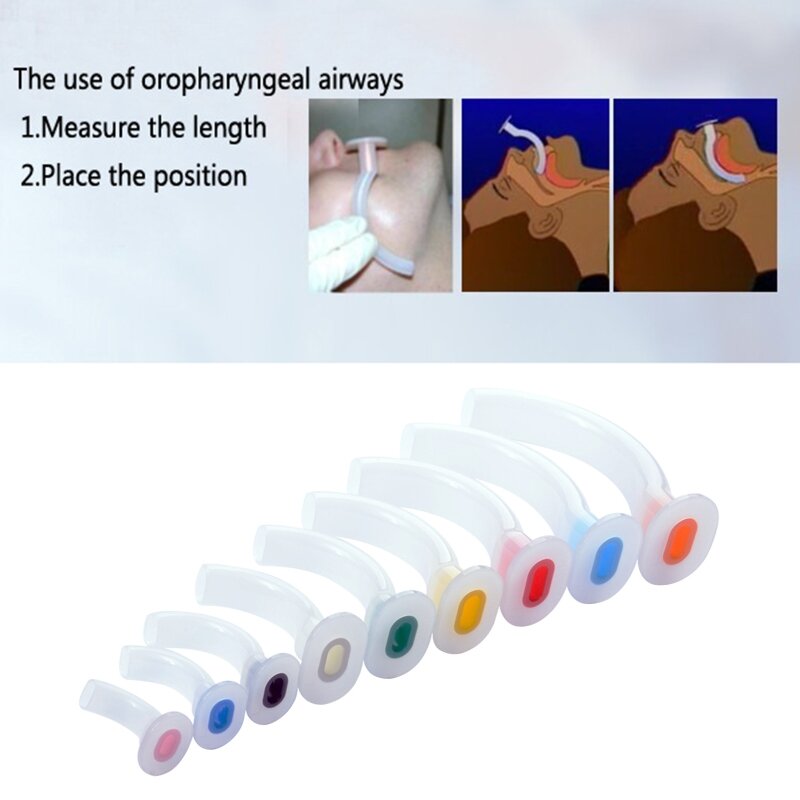 9Pc First Aid Guide Oral Airway Gas Tube for Air Shape Coded Guedel Airway Tube
